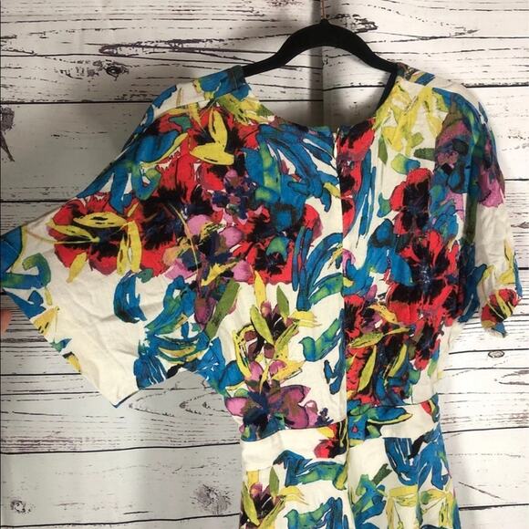 Rachel Roy Womens Floral Blue open back Romper Jumpsuit size 4 - Picture 6 of 11